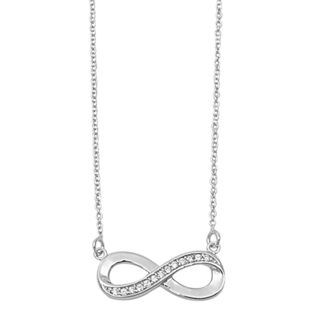 925 Sterling Silver Infinity CZ Necklace